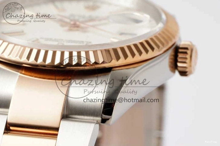 MiroTime 0508 Seasonal DateJust 36mm SS RG DIWF 1:1 Best Edition 904L Steel White Stick Dial on Jubilee Oyster SA 2306